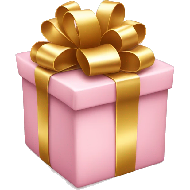 Light pink present with gold bow emoji