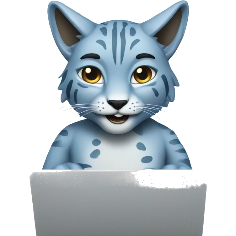 A blue lynx with a laptop emoji