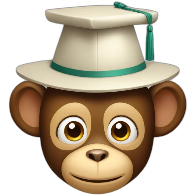 head of monkey with a graduated hat emoji