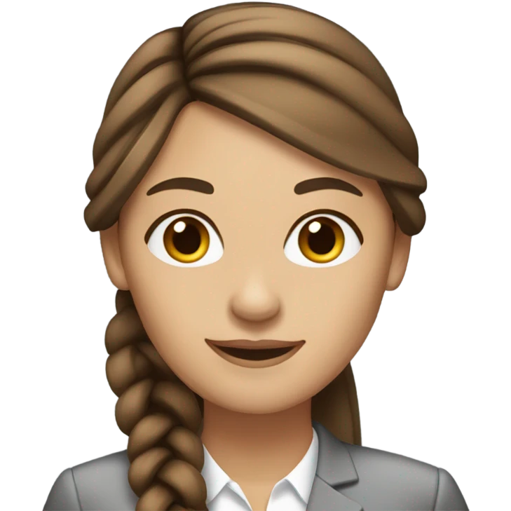 business woman long straight brown hair braid emoji