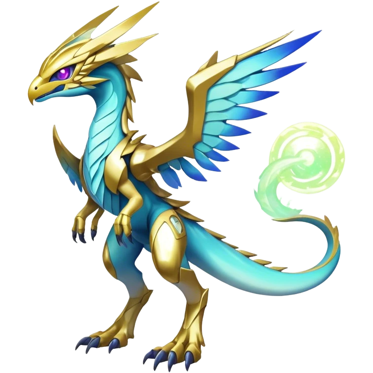 Shiny Futuristic Celestial Magical Ethereal Godly Divine Nebula Fakemon-Pokemon-Digimon-Spectrobes-Raptor-fusion, full body emoji