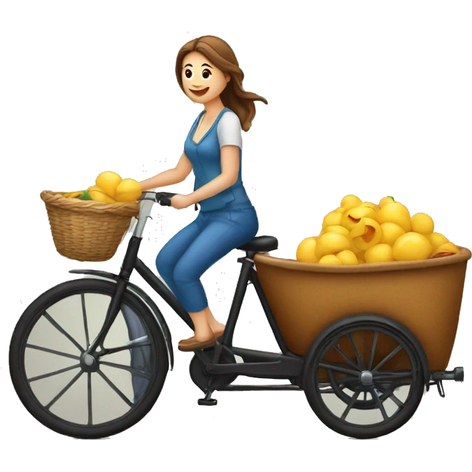 geef een emoji van een bakfiets met vrouw emoji