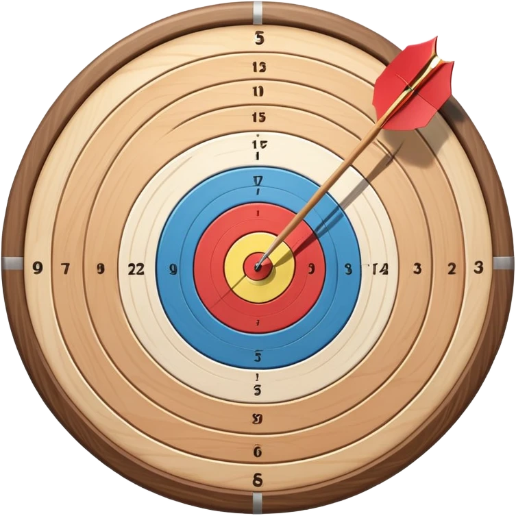 A bow and arrow aimed at a target, with the arrow perfectly positioned for release. The background features a target with concentric rings, emphasizing precision, skill, and focus in archery. The scene radiates concentration and the grace of the sport. emoji