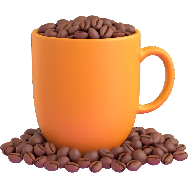 coffee mug with coffee beans emoji