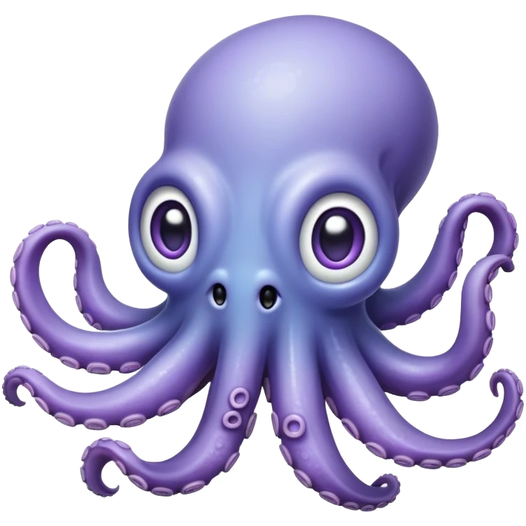 Cinematic Comical Baby Octopus Portrait Emoji, Tentacles slightly flared in a playful, exaggerated gesture, featuring a light blue-purple, rounded body with dramatically wide, hilariously expressive eyes full of surprise and innocent mischief, Simplified yet hilariously endearing features, highly detailed, glowing with a soft oceanic radiance, high shine, dramatic yet lovable, stylized with a dash of whimsical underwater mischief, soft glowing outline, capturing the essence of a delightfully silly little octopus that looks like it just made a clumsy, adorable mistake! emoji