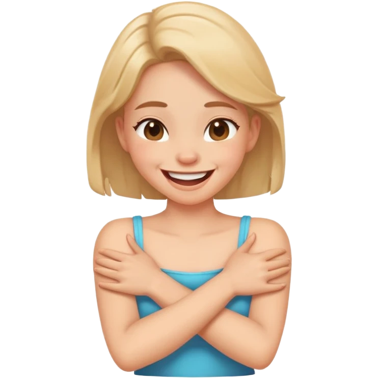 arms crossed holding neck laughing girl emoji