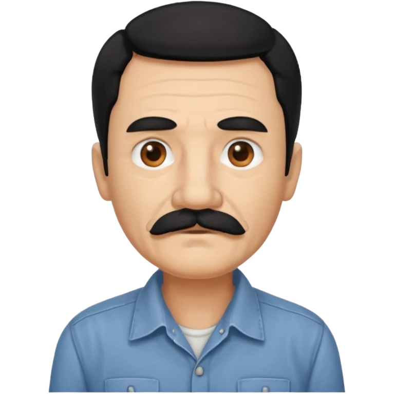 Old man with black hair and eyes mustache and working shirt emoji