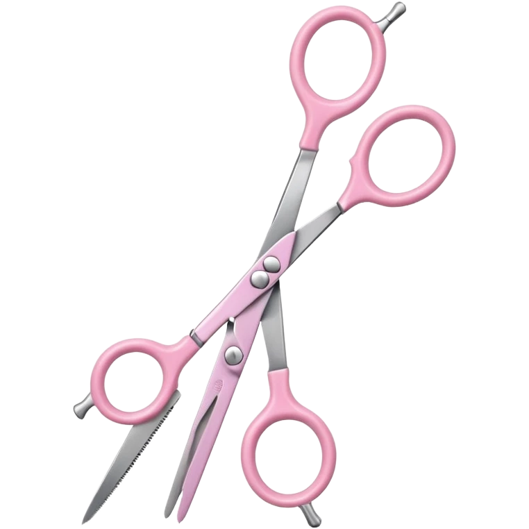 open hairdressing scissors with pastel pink handles, iOS Apple emoji style emoji