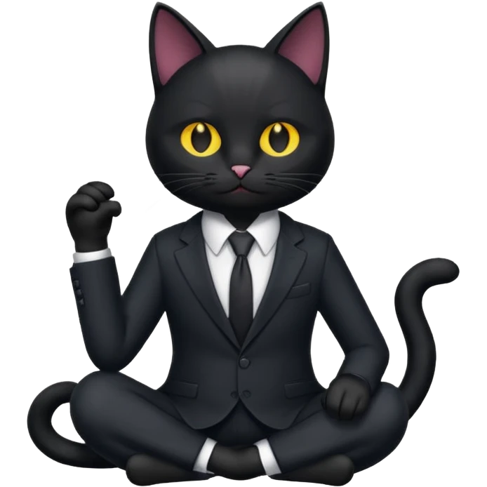 𝐛𝐥𝐚𝐜𝐤 𝐜𝐚𝐭 𝐰𝐢𝐭𝐡 𝐚 𝐬𝐮𝐢𝐭 𝐛𝐮𝐭 𝐬𝐢𝐭𝐭𝐢𝐧𝐠 emoji