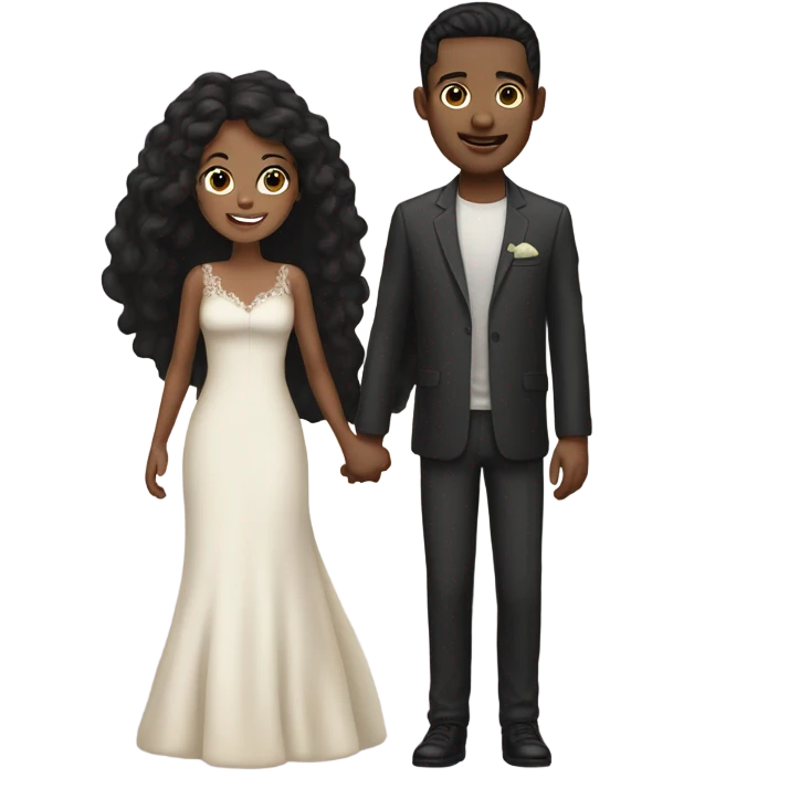 married, a couple with black hair, liltle bit lighter skin colour emoji