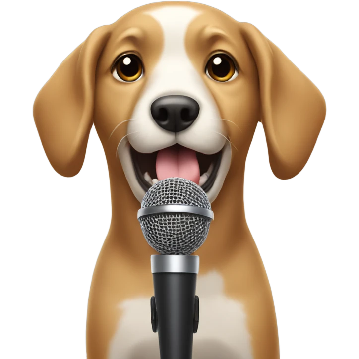 Dog singing on a microphone  emoji