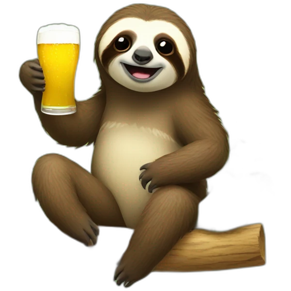 sloth drinking beer and riding caterpillar emoji