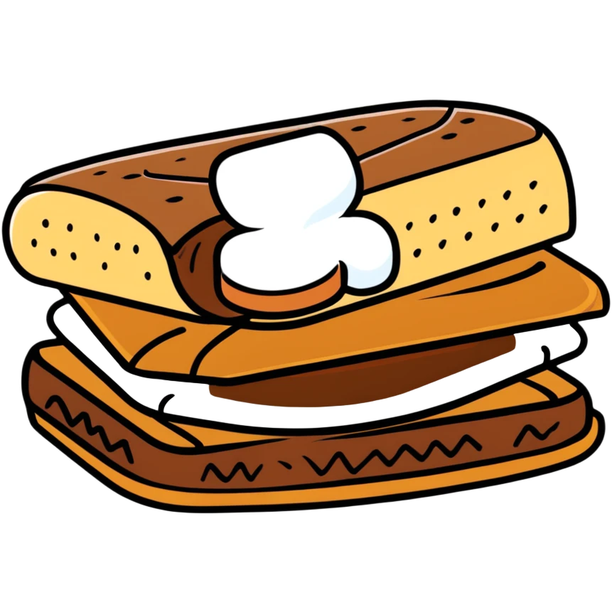 s'mores with chocolate and marshmallow emoji