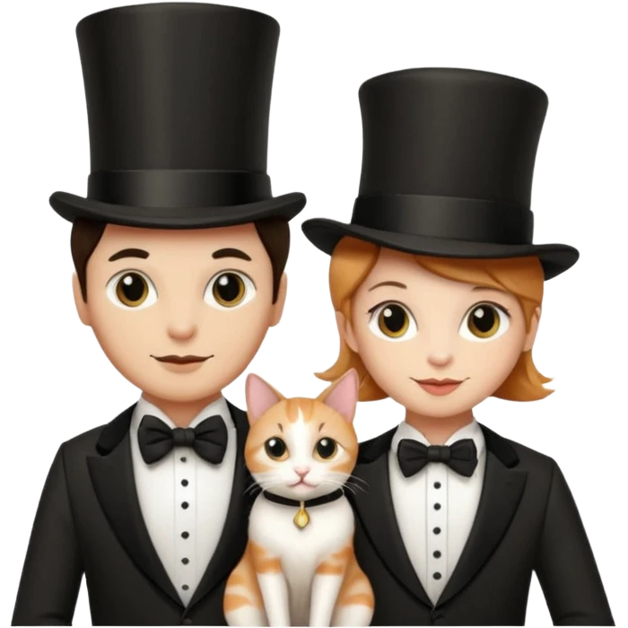 magician couple and their pet cat emoji