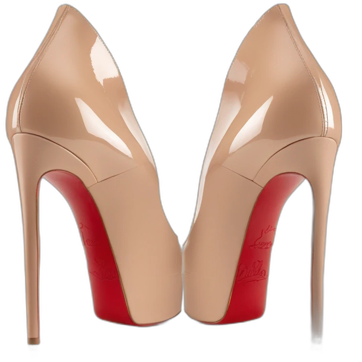 Back view one Louboutin nude patent Leather Lady Peep Toe Platform emoji