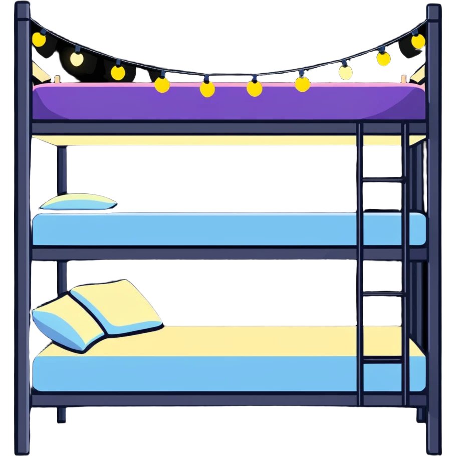 cozy loft bed with string fairy lights glowing underneath emoji