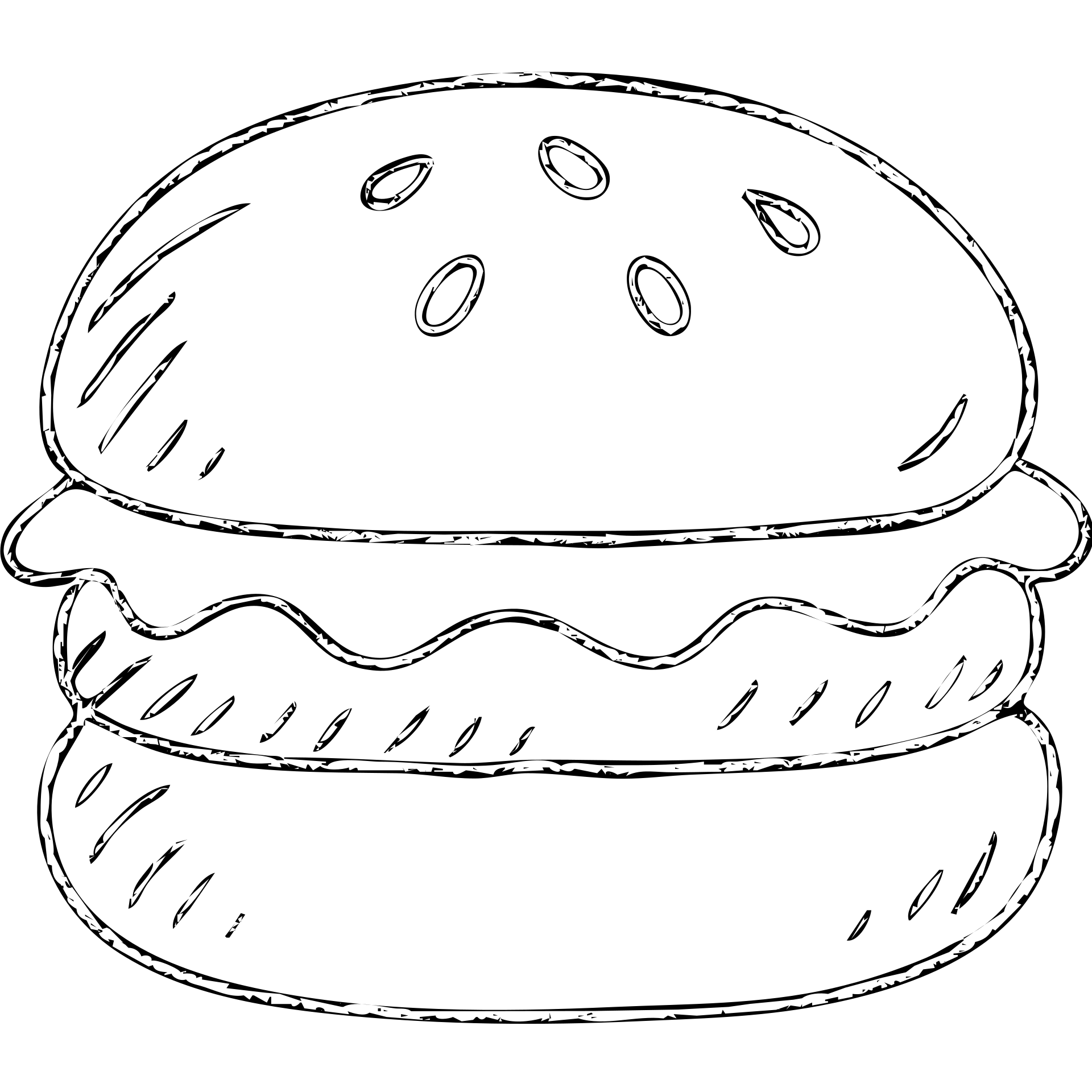 hand drawn outlined burger icon emoji