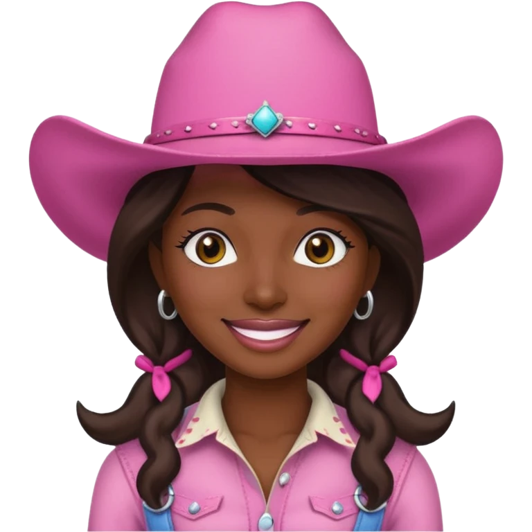 dark skin cowgirl with pink hat emoji