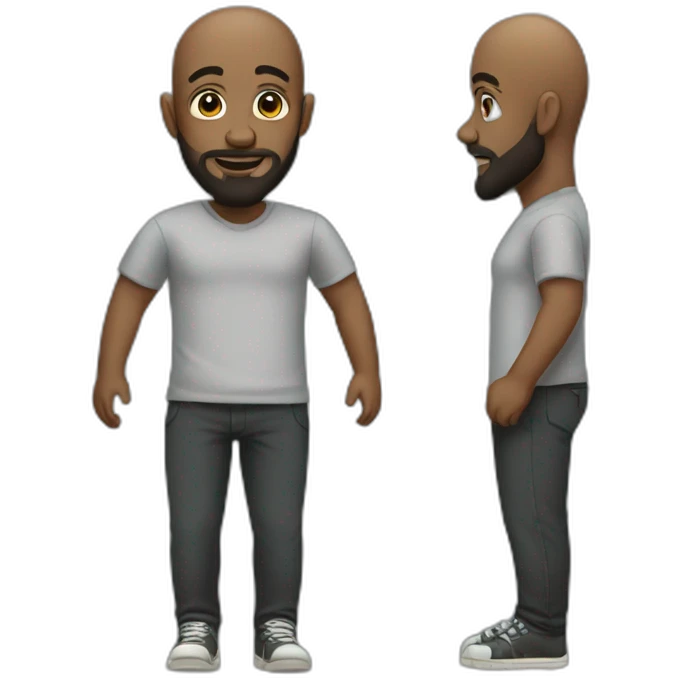 Full length bald headed black man with a beard emoji