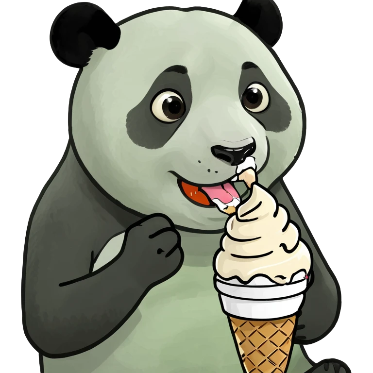 Panda eating ice cream emoji