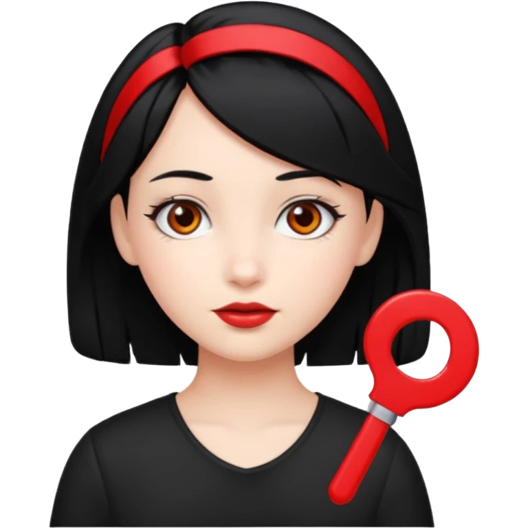  girl with black hair and red color hairclip emoji