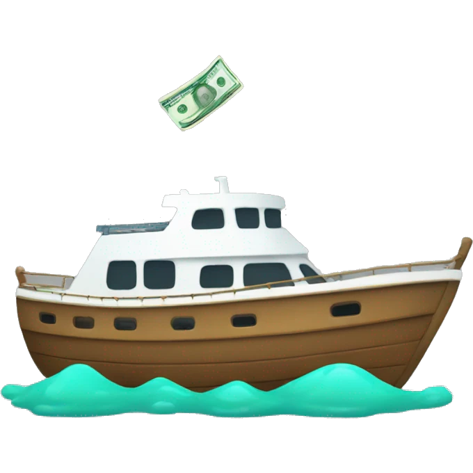 A BOAT WITH MONEY SPRAYING OUT emoji