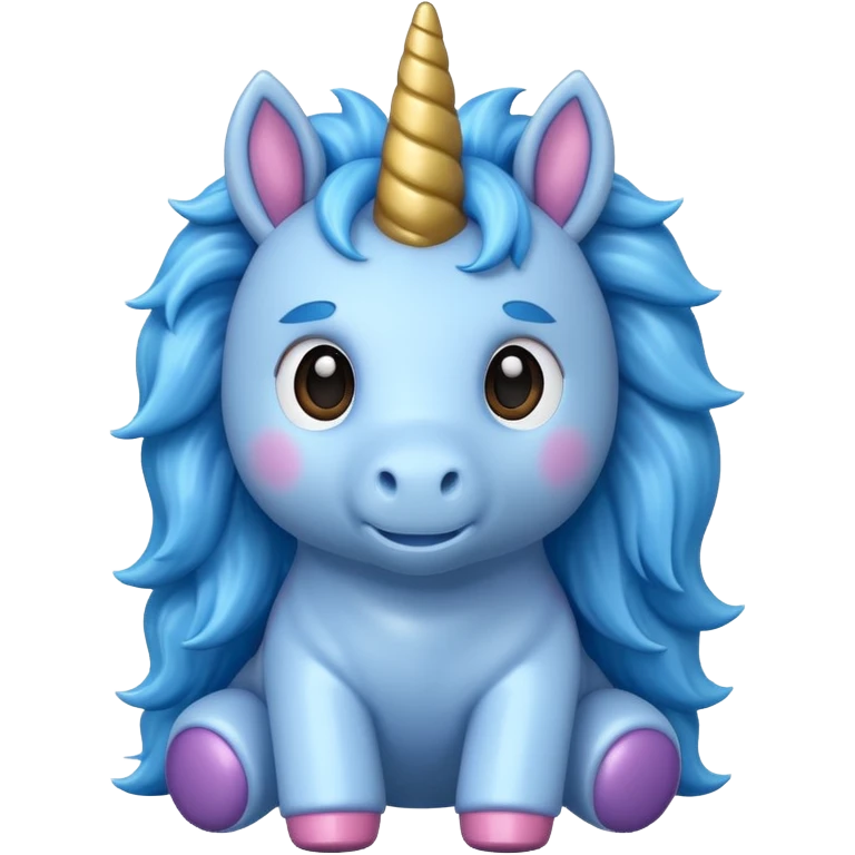 blue unicorn toy facing camera emoji
