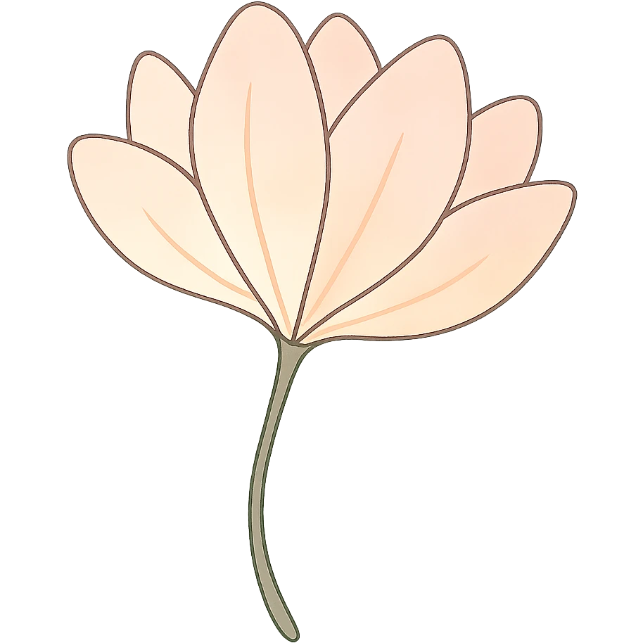 A blooming flower with delicate petals in pastel colors, with gentle curves and minimalist stem. emoji