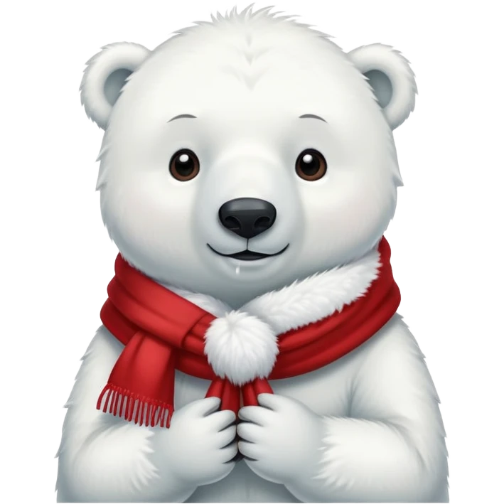 Polar bear wearing red scarf emoji