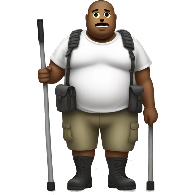 obese white soldier on crutches emoji