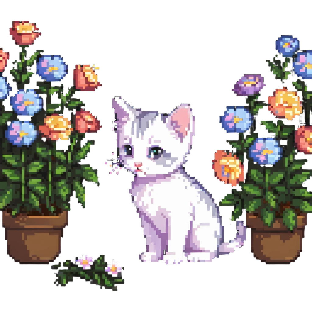 Kitten smells flowers emoji