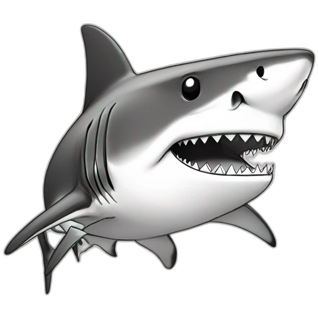 shark standing with a camouflage cap on its head,black and white,cartoon,sketched,sketch emoji