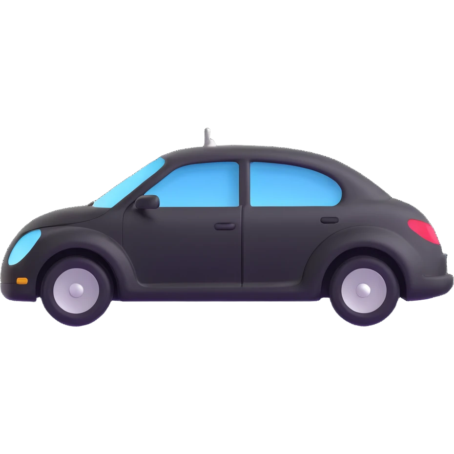 matte black minimalist car icon with fine silver lines for contrast, subtle rod or hook tool clearly touching a visible dent, simple and clean, focus on dent repair emoji