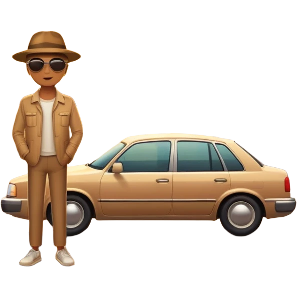 A parked car rests on the side of a long with a person outside , empty road stretching toward a golden sunset. The sky glows with warm colors, and the landscape ahead feels open, peaceful, and full of promise. love  emoji