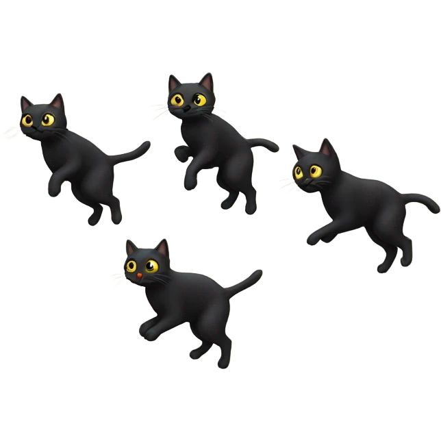 Black cats chasing a bird emoji