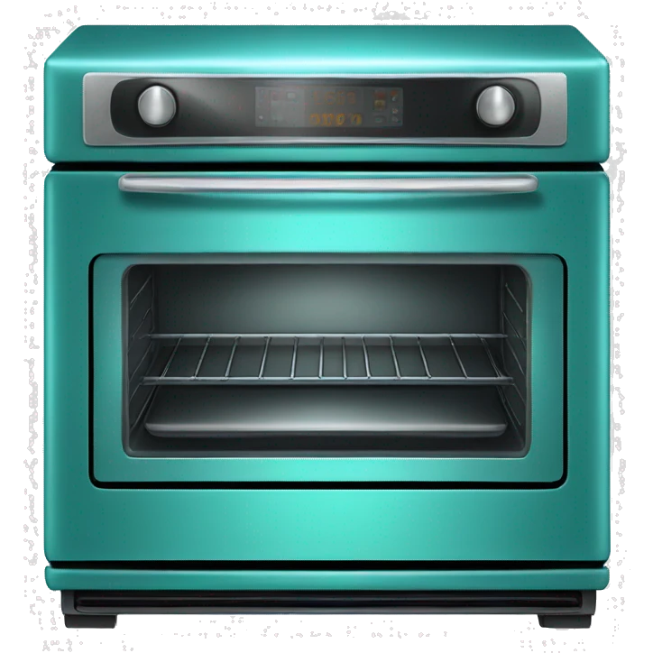 Realistic metallic turquoise oven isolated. emoji