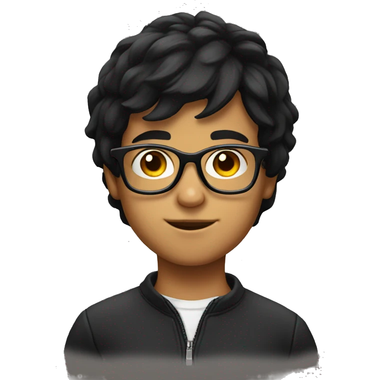 boy with black hair portrait with glasses  emoji