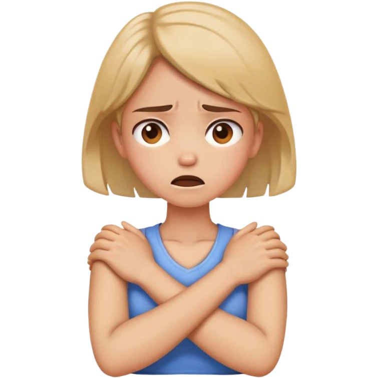 Girl holding neck from front crossed stressed and mad emoji
