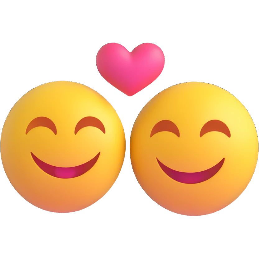 3D smiley emoji, round shape, in love: loving smiley couple messaging each other emoji