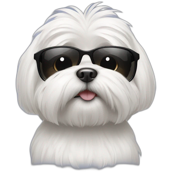 White shitzu wearing sunglasses emoji