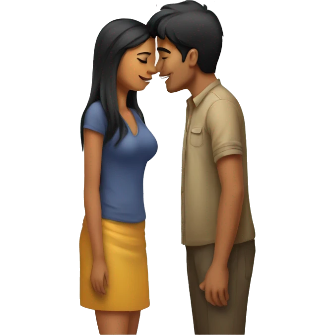 Tall young Indian man kissing short Cambodia women emoji