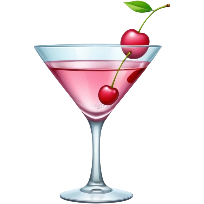 A pink martini in a V-shaped glass with a tiny cherry floating on top.
 emoji
