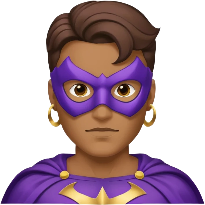 mask wearing man superhero purple with big earrings emoji