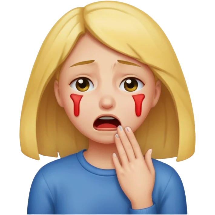 Girl crying and choking herself  emoji