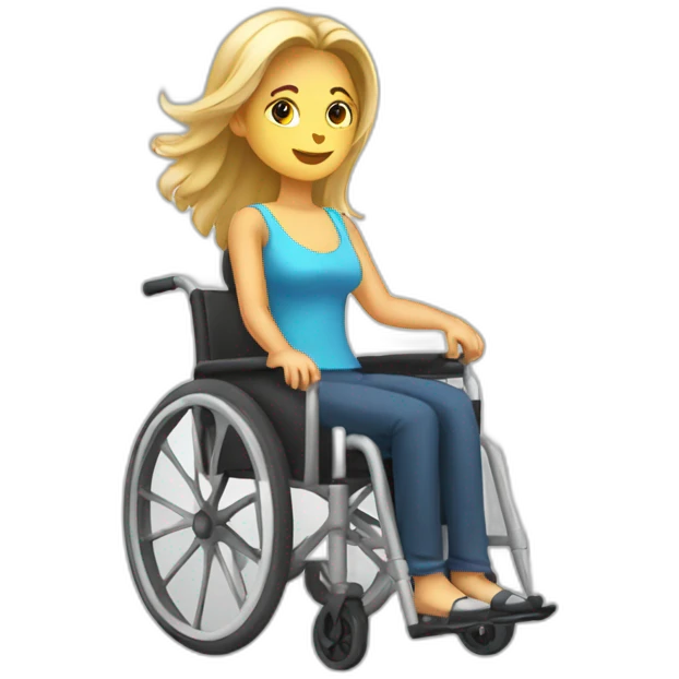 Woman in a wheelchair with 2 Leg cast emoji