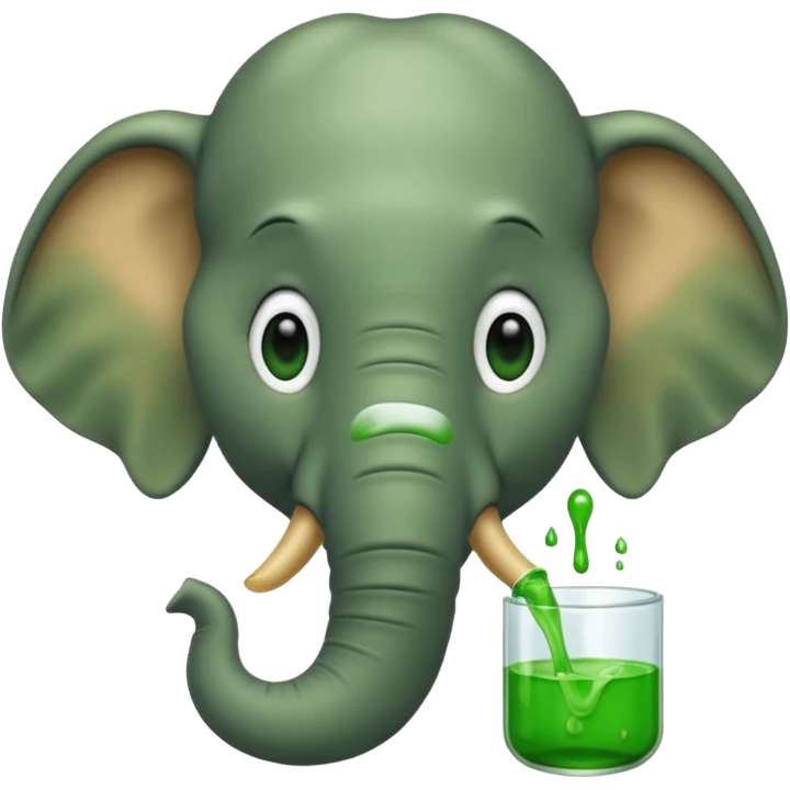 A elephant vomting green emoji