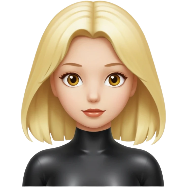 Девушка со светло-русыми волосами в латексном костюме emoji