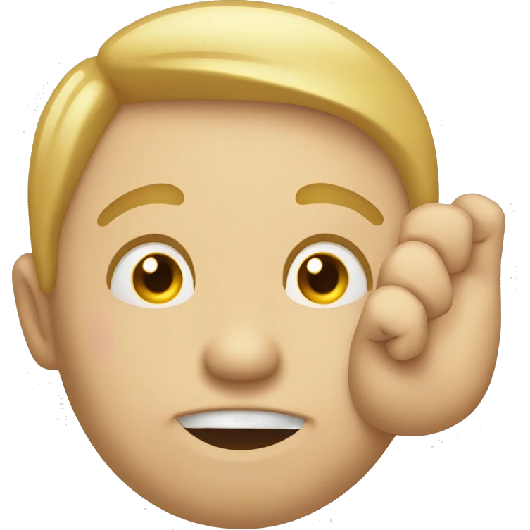 Emoji face tucking hand behind ear smirkingly emoji