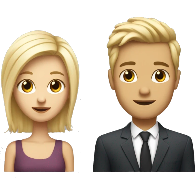Un couple : un fille blonde et un garçon blond avec les cheveux courts emoji