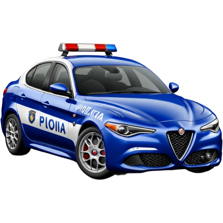 crea auto di servzio alfa romeo giulia tutta blu scuro con la scritta sul lato polizia penitenziaria  emoji
